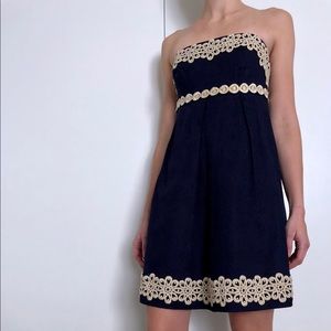 Lilly Pulitzer strapless dress with gold details
